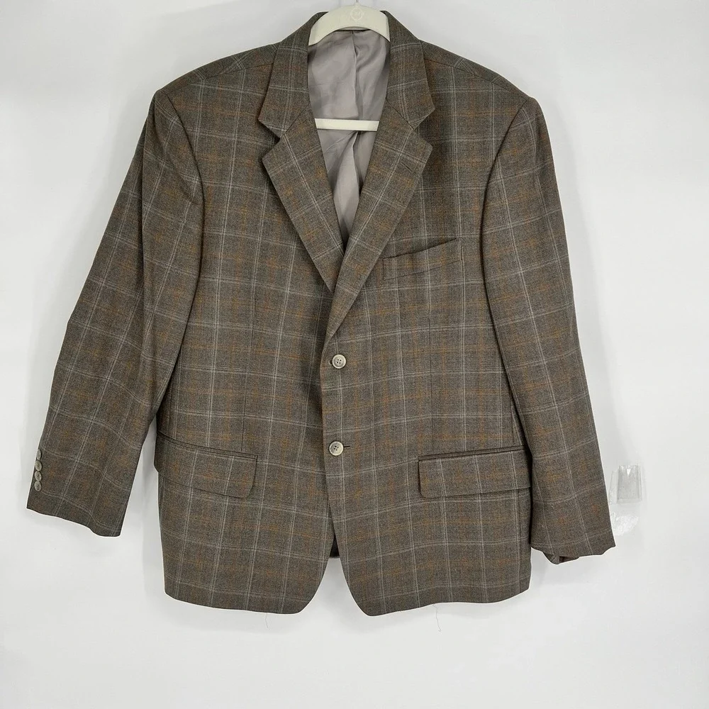 Ermenegildo Zegna Blazer Windowpane Plaid Suit Jacket Size‎ 43R